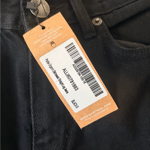 NWT Nasty Gal Petite Organic Distressed Straight Leg Jeans - Picture 6 of 8